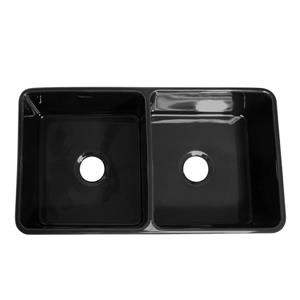 Whitehaus Collection Double Bowl Fireclay Sink - 33-in - Black