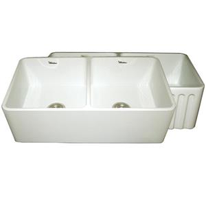 Whitehaus Collection Double Bowl Fireclay Sink - 33-in - Off-White