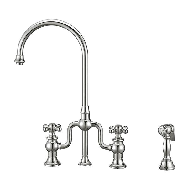 Whitehaus Collection Bridge Faucet with Side Spray - Chrome