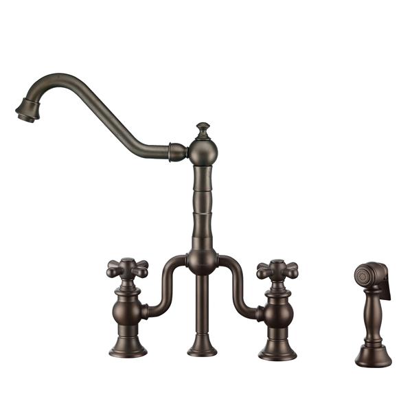 Whitehaus Collection Bridge Faucet with Side Spray - Bronze | RONA