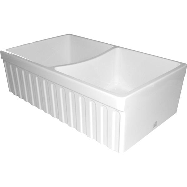 Whitehaus Collection Double Bowl Fireclay Sink - 33-in - White