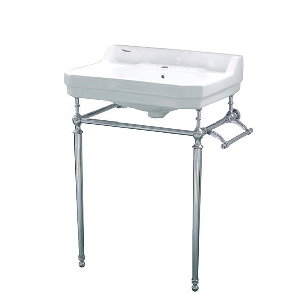 Whitehaus Collection Console Sink with Towel Bar - White/Silver