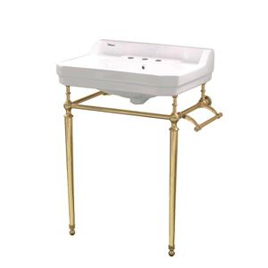 Whitehaus Collection Console Sink with Towel Bar - White/Gold