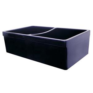 Whitehaus Collection Double Bowl Fireclay Sink - 33-in - Blue