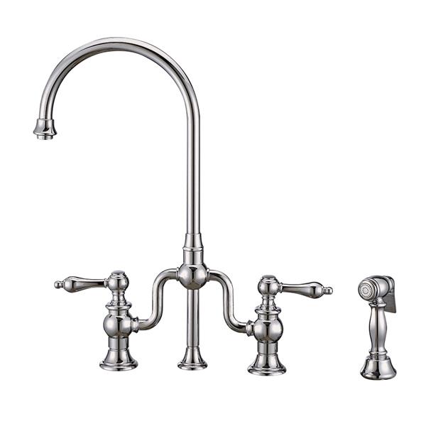 Whitehaus Collection Bridge Faucet with Side Spray - Chrome | RONA