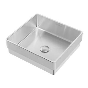 Whitehaus Collection Square Semi-Recessed Bathroom Sink Set - White