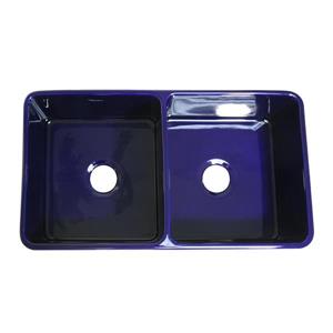 Whitehaus Collection Double Bowl Fireclay Sink - 33-in - Blue