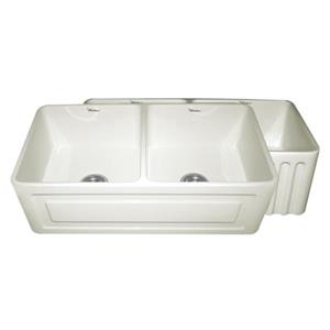 Whitehaus Collection Double Bowl Fireclay Sink - 33-in - Off-White
