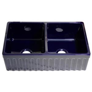 Whitehaus Collection Double Bowl Fireclay Sink - 33-in - Blue