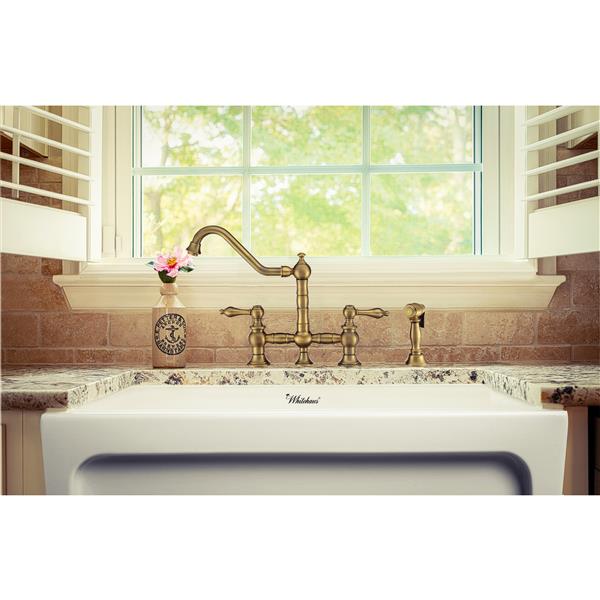 Whitehaus Collection Bridge Kitchen Faucet With Side Spray Brass Rona