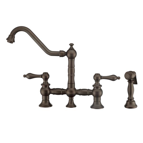 Whitehaus Collection Bridge Kitchen Faucet with Side Spray - Bronze