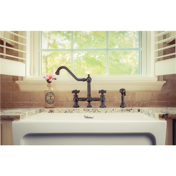 Whitehaus Collection Bridge Kitchen Faucet with Side Spray - Bronze