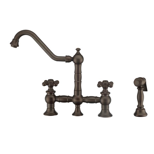 Whitehaus Collection Bridge Kitchen Faucet with Side Spray - Bronze