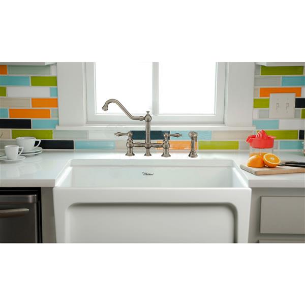 Whitehaus Collection Bridge Kitchen Faucet with Side Spray Nickel RONA