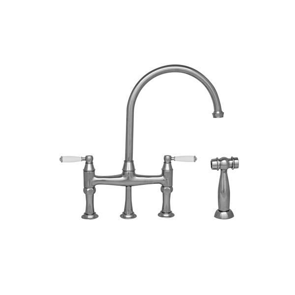 Whitehaus Collection Bridge Faucet with Side Spray Chrome WHQNBP