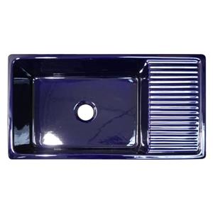 Whitehaus Collection Large Reversible Fireclay Sink - 36-in - Blue