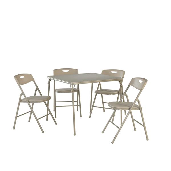 Ensemble de table et chaises pliantes, 5 pièces, beige