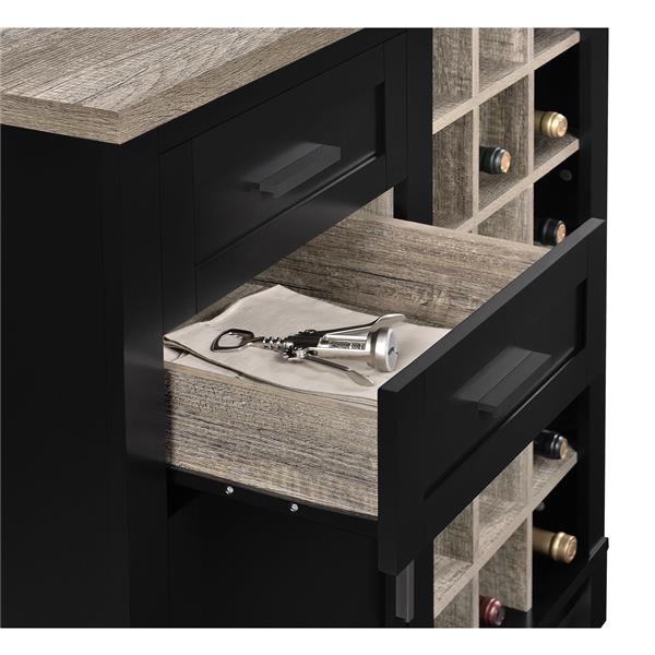 Meuble à vin avec rangement Carver, noir