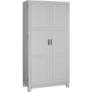 Ameriwood Home Carver Storage Cabinet - 2 Doors and 6 Shelves - 64" - Gray