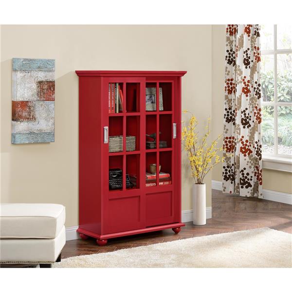 Ameriwood Home Aaron Lane Bookcase with Sliding Glass Doors - 51" - Red