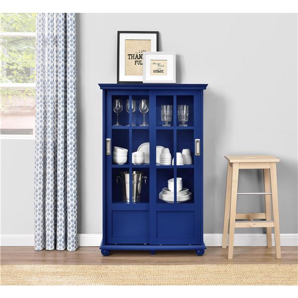 Ameriwood Home Aaron Lane Bookcase With, White Bookcase With Sliding Glass Doors
