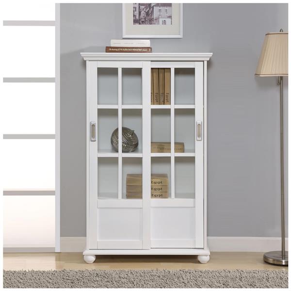 Ameriwood Home Aaron Lane Bookcase With, Tall White Bookcase With Glass Doors