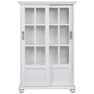 Ameriwood Home Aaron Lane Bookcase with Sliding Glass Doors - White