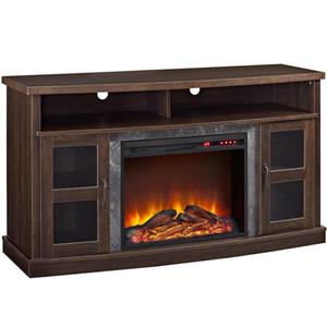 Ameriwood Home Barrow Creek Fireplace with TV Cabinet - 2 Doors - Espresso
