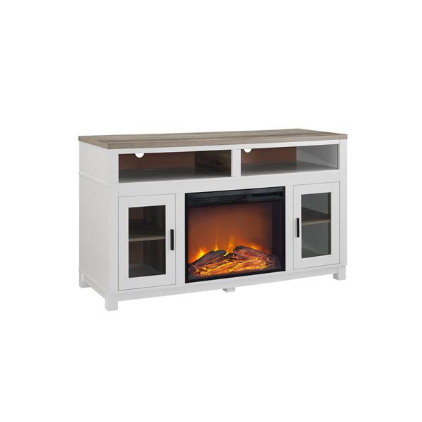 Ameriwood Home Carver White Fireplace with 2-Door TV Cabinet