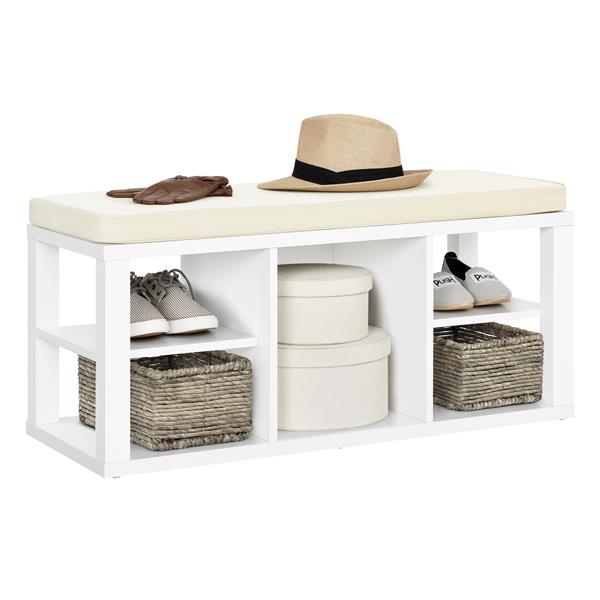 Banc Parsons avec rangement ouvert intégré, blanc