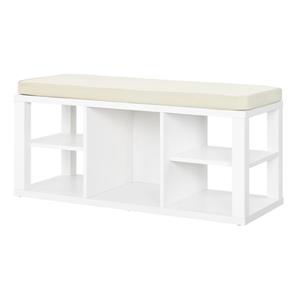 Banc Parsons avec rangement ouvert intégré, blanc