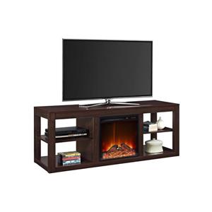 Meuble télé Parsons avec foyer électrique intégré, espresso