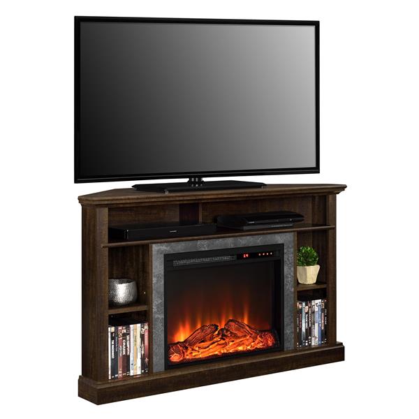 Ameriwood Home Overland Corner TV Stand for TVs up to 50" with Fireplace