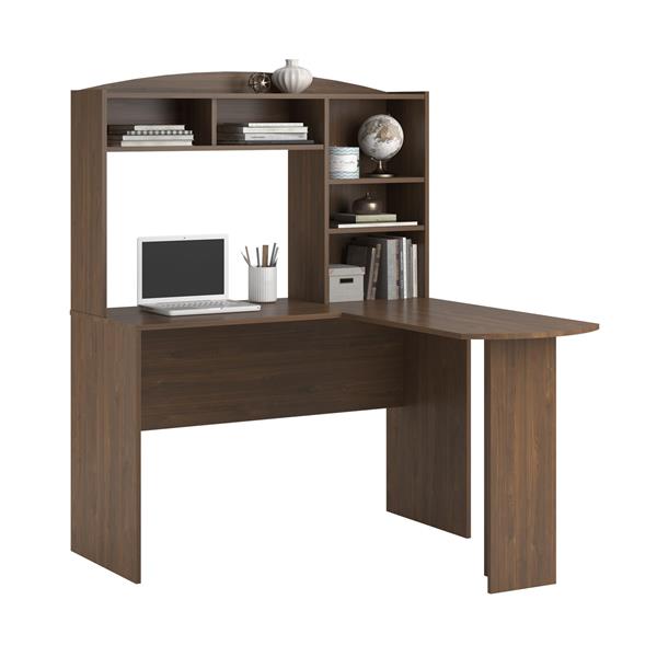 Ameriwood Home Sutton L-Shaped Desk with Hutch - Walnut