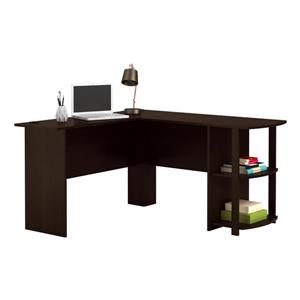 Ameriwood Home Dakota L-Shaped Desk with Bookshelves - Espresso