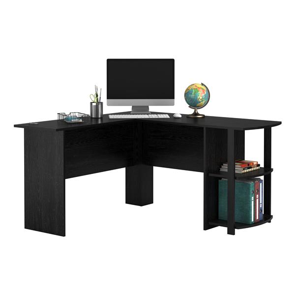 Ameriwood Home Dakota L-Shaped Desk with Bookshelves - Black Oak