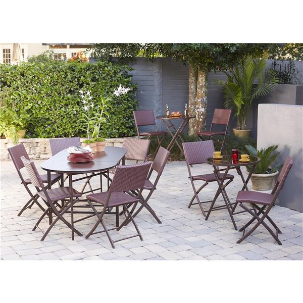 Cosco 3-Piece Set Folding Table and 2 Chairs - Steel Brown
