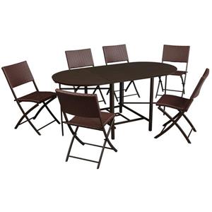 Cosco 7-Piece Set Folding Table and 6 Chairs - Steel Brown
