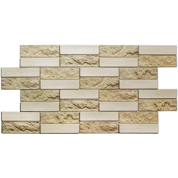 Dundee Deco 3D Wall Panel - Beige Faux Brick - 3.2-ft x 1.6-ft