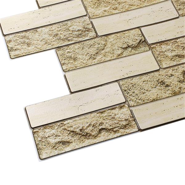 Dundee Deco 3D Wall Panel - Beige Faux Brick - 3.2-ft x 1.6-ft