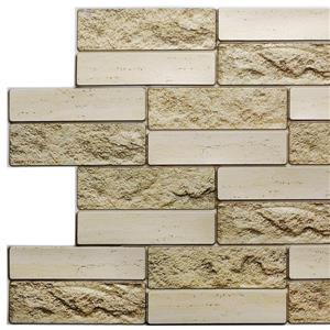 Dundee Deco 3D Wall Panel - Beige Faux Brick - 3.2-ft x 1.6-ft