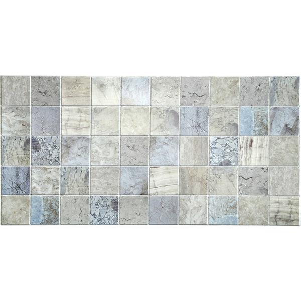 Dundee Deco PVC 3D Wall Panel - Blue and Beige Marble Squares