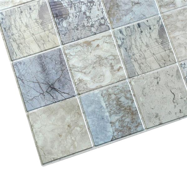 Dundee Deco PVC 3D Wall Panel - Blue and Beige Marble Squares