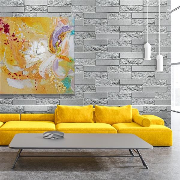 Dundee Deco 3D Wall Panel Grey Faux Cement Brick - 3.2-ft x 1.6-ft