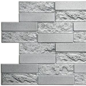 Dundee Deco 3D Wall Panel Grey Faux Cement Brick - 3.2-ft x 1.6-ft