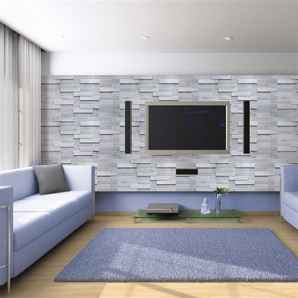 Dundee Deco PVC 3D Wall Panel - White/Grey Oak Bricks - 3.2-ft x 1.6-ft