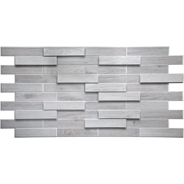 Dundee Deco PVC 3D Wall Panel - White/Grey Oak Bricks - 3.2-ft x 1.6-ft