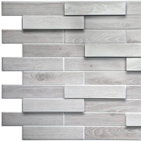 Dundee Deco PVC 3D Wall Panel - White/Grey Oak Bricks - 3.2-ft x 1.6-ft