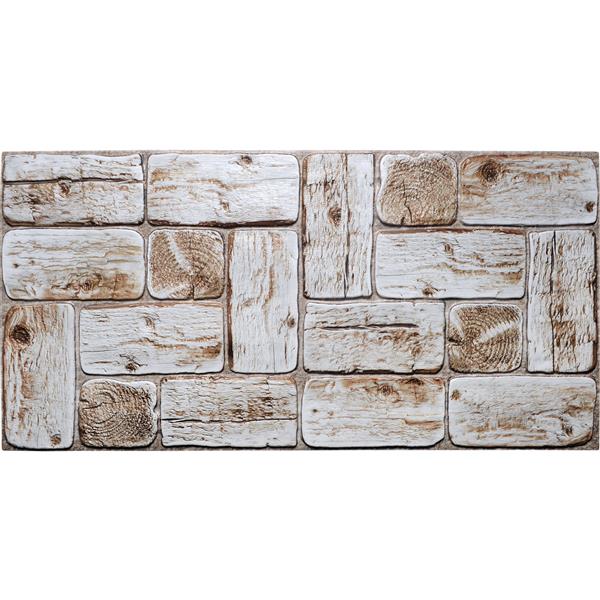 Dundee Deco PVC 3D Wall Panel - White Faux Logs - 3.2-ft x 1.6-ft
