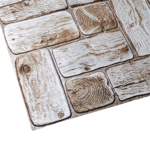 Dundee Deco PVC 3D Wall Panel - White Faux Logs - 3.2-ft x 1.6-ft